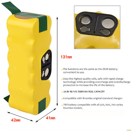  3500mAh NI-Mh Battery for iRobot Roomba 500 600 700 800 Series 536 555 560 580 620 630 650 760 770 780 790 870 880 _2